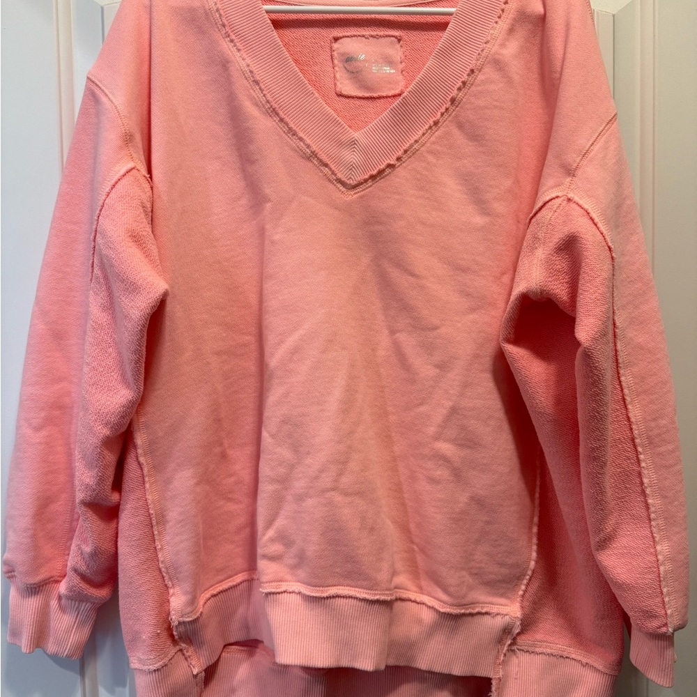 Aerie coral V-Neck Women's Sweatshirt, small
